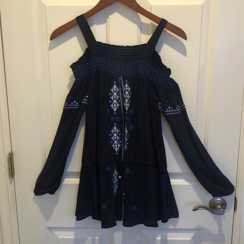 Navy Blue Off the shoulder Long sleeve top